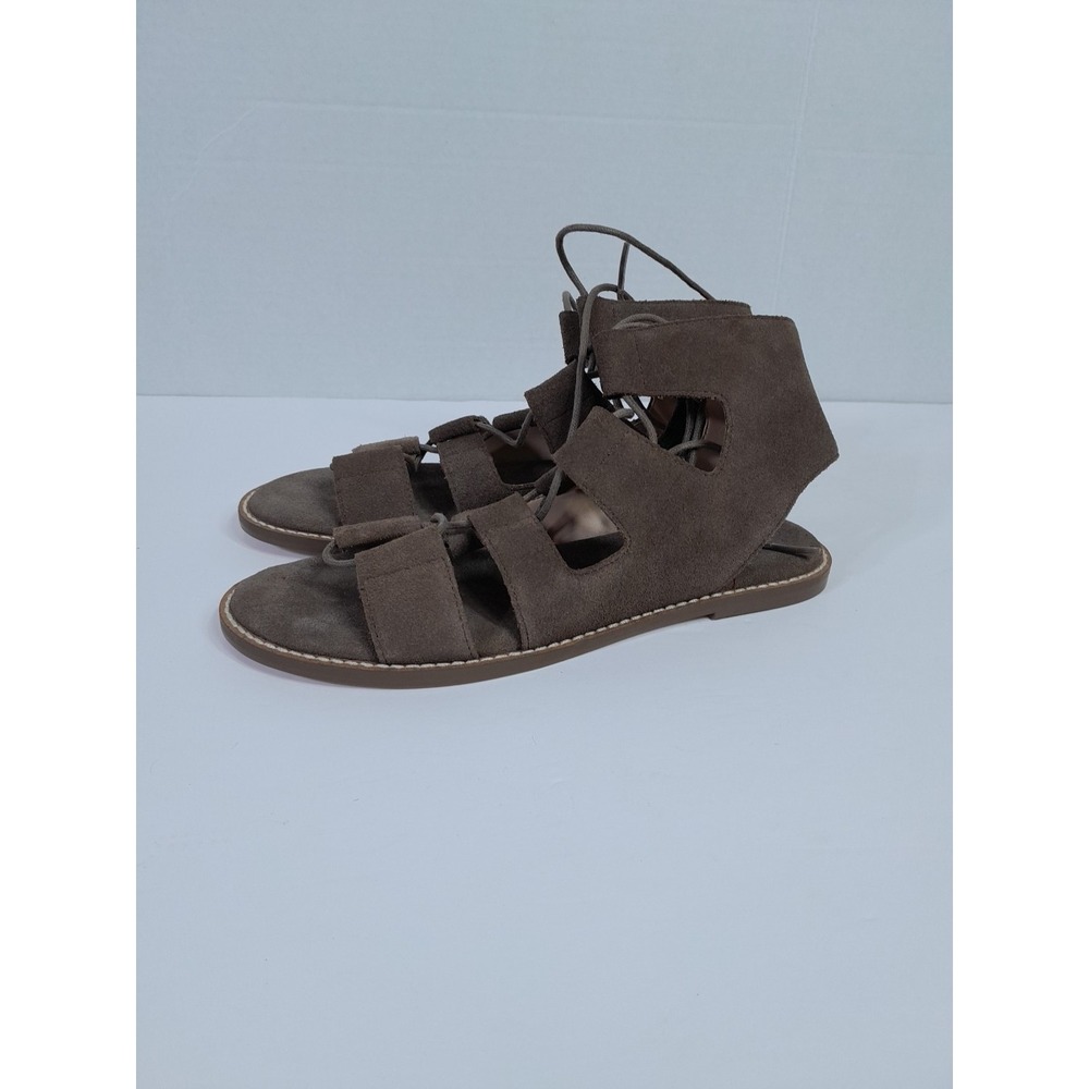 Sole Society Womens Cady Gladiator Sandals Taupe Suede Flat Heel Lace Up Sz 6.5 - Picture 2 of 12